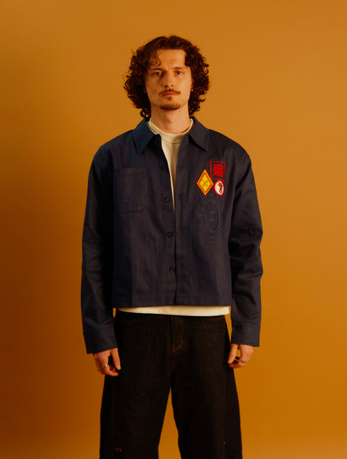 Embroidered Patch Shirt Jacket