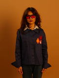 Embroidered Patch Shirt Jacket